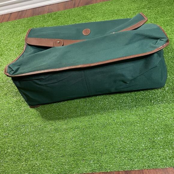 Vintage Polo Ralph Lauren Green Brown Large Duffle Bag Canvas Weekender Travel - Picture 3 of 8